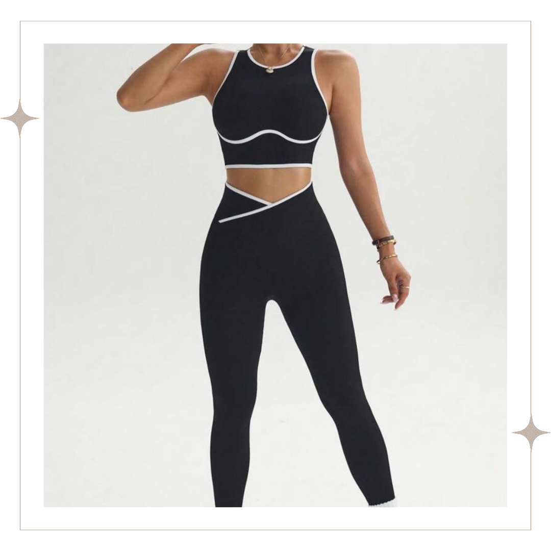 Black X-Back Two-Piece Long Set