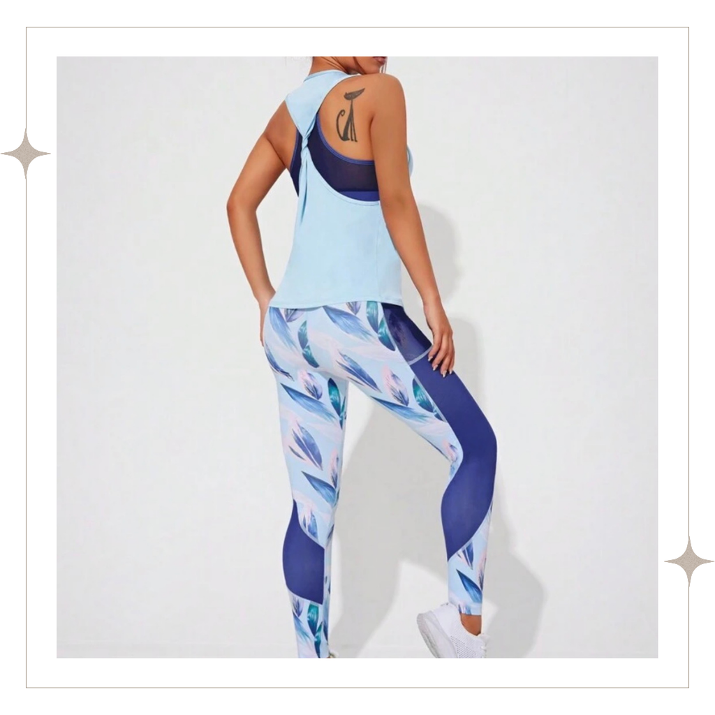 Three Piece Blue Printed Set