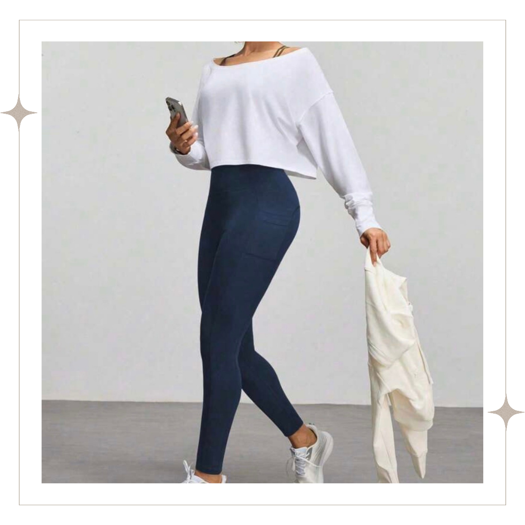 Navy Blue Double Pocket Leggings