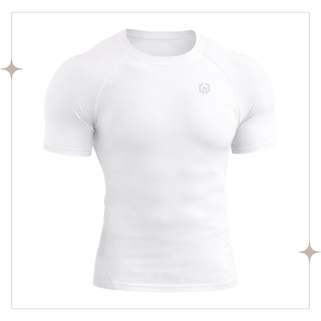 White and Gray Compression T-Shirt
